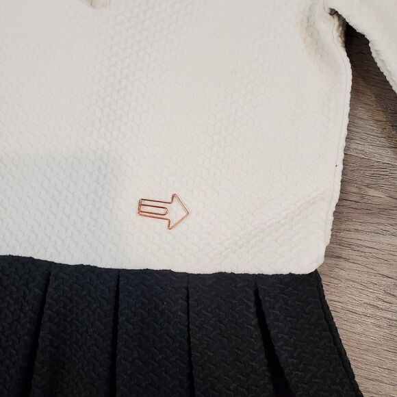 Ganni Textured Black White Mini Dress S Pleated Vneck Quiet Luxury Minimalistic - Picture 5 of 14